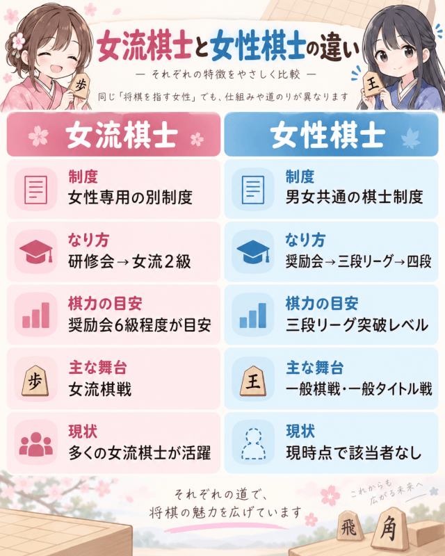 女流棋士と女性棋士の違い